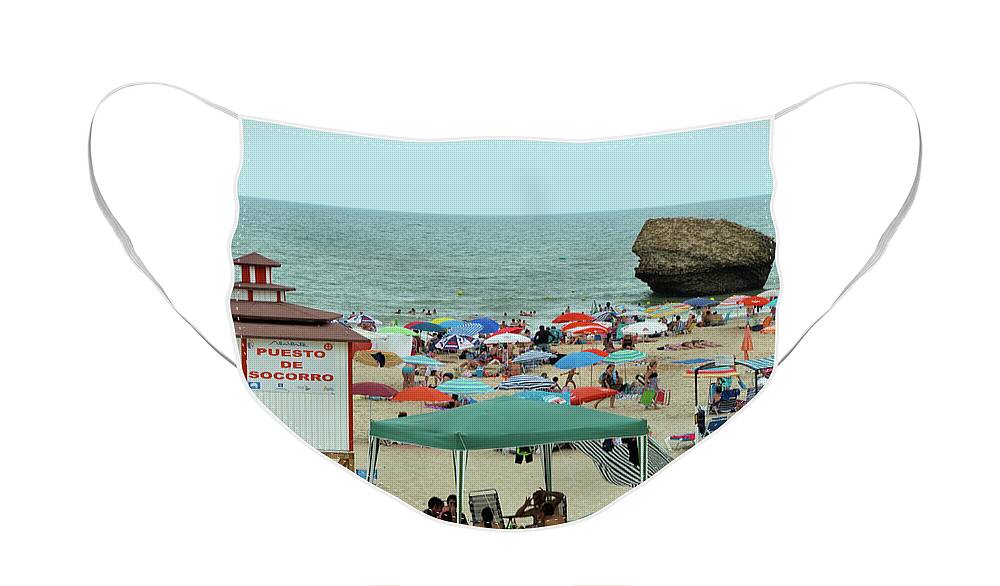 Matalascanas Face Mask featuring the photograph Matalascanas beach scene in Andalusia by Angelo DeVal