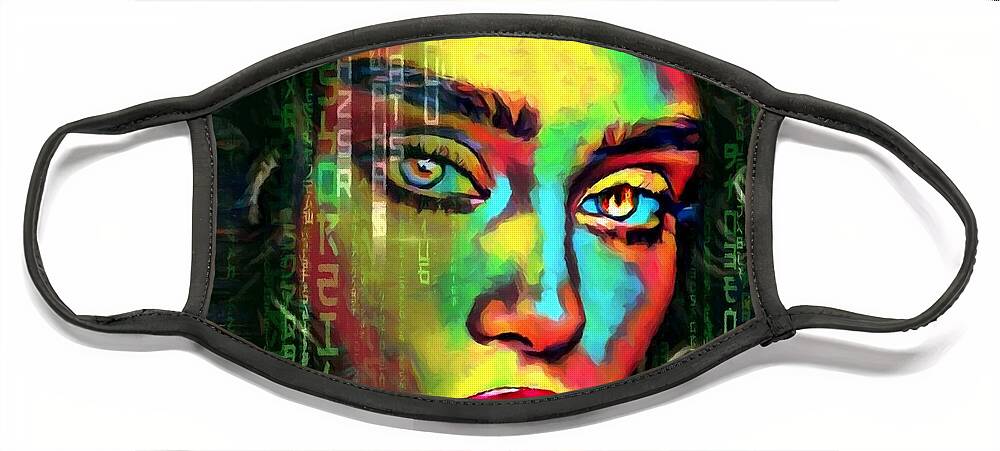 Matrix Face Mask featuring the mixed media Matrix Lady by Carl Gouveia