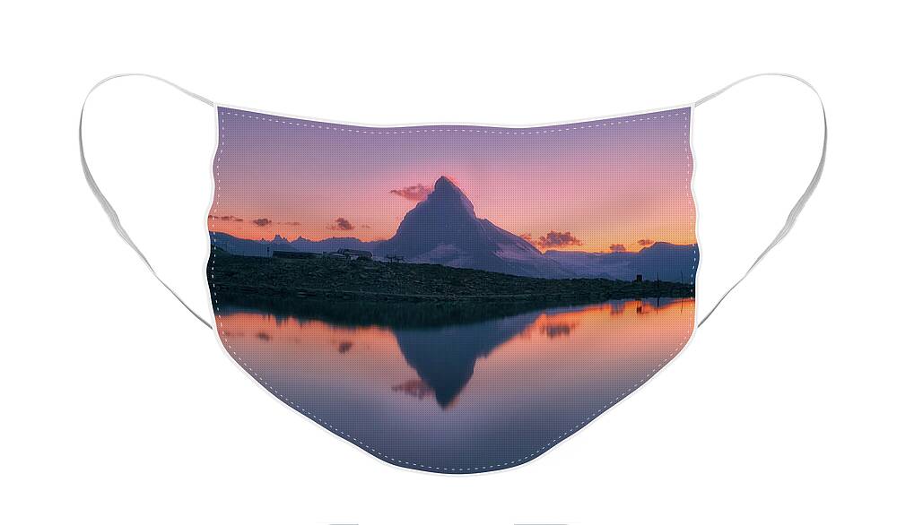 Matterhorn Face Mask featuring the photograph Matterhorn at Sunset by Henry w Liu