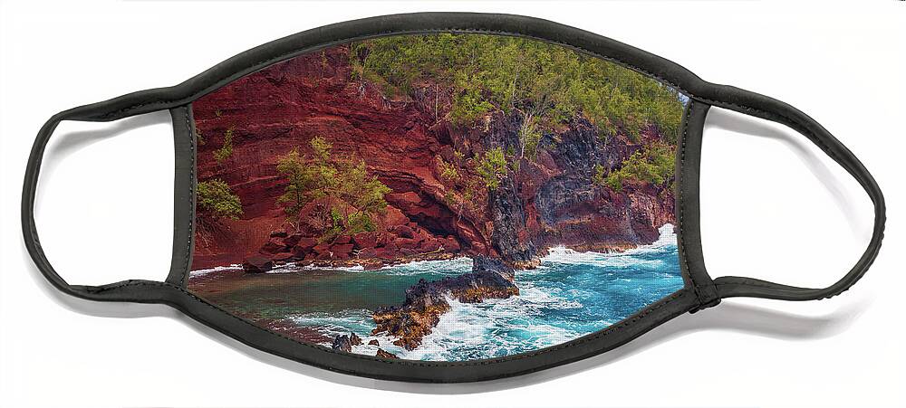 America Face Mask featuring the photograph Maui Red Sand Beach by Inge Johnsson