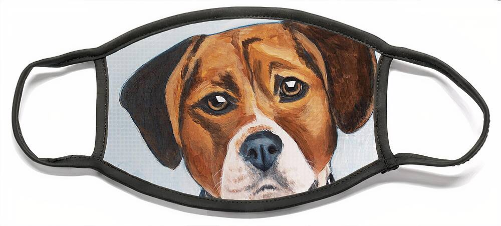 Beagle Face Mask featuring the painting Max by Pamela Schwartz