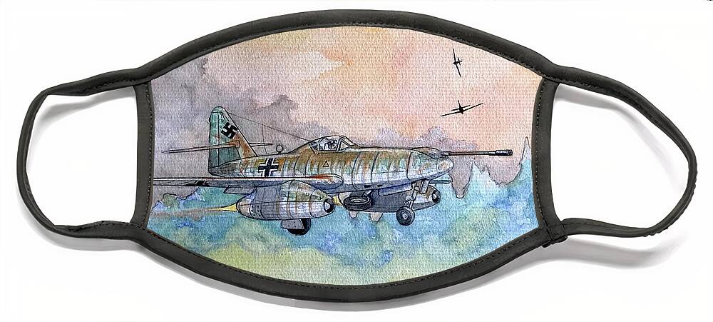 German Face Mask featuring the painting Me262 A1u4 by Ray Agius