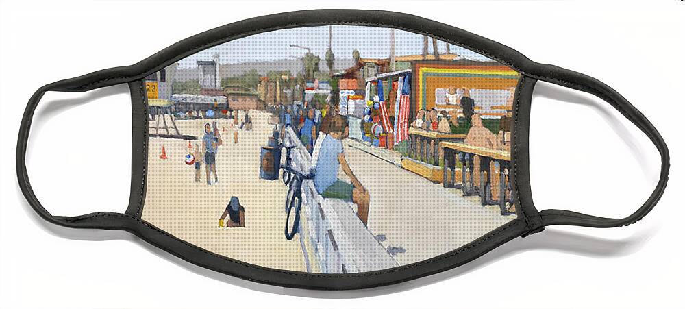 Pacific Beach Face Mask featuring the painting Memorial Day - Pacific Beach, San Diego, California by Paul Strahm