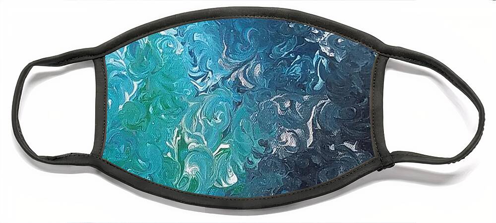 Mermaid Face Mask featuring the painting Mermaid Tales of the Deep by M Carlen