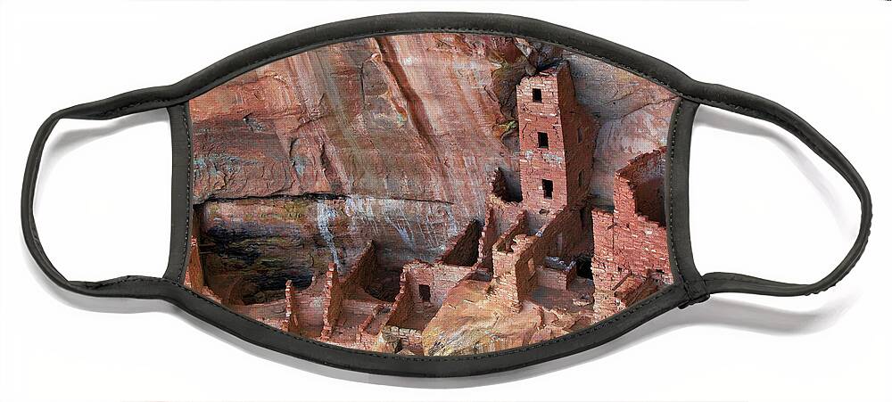4 Corners Face Mask featuring the photograph Mesa Verde by David Little-Smith