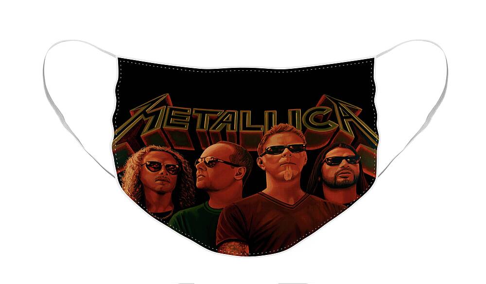 Metallica Painting Face Mask featuring the painting Metallica Painting by Paul Meijering
