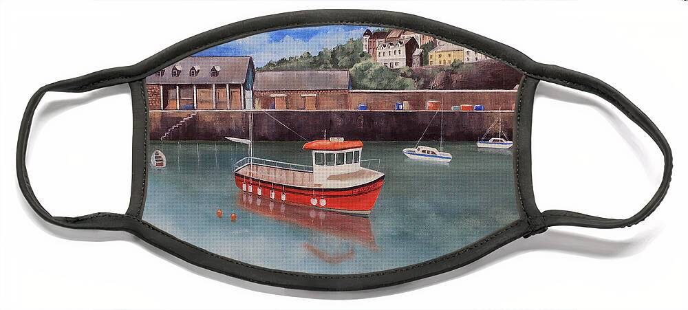 Cornwall Face Mask featuring the painting Mevagissey by Patrick Dablow