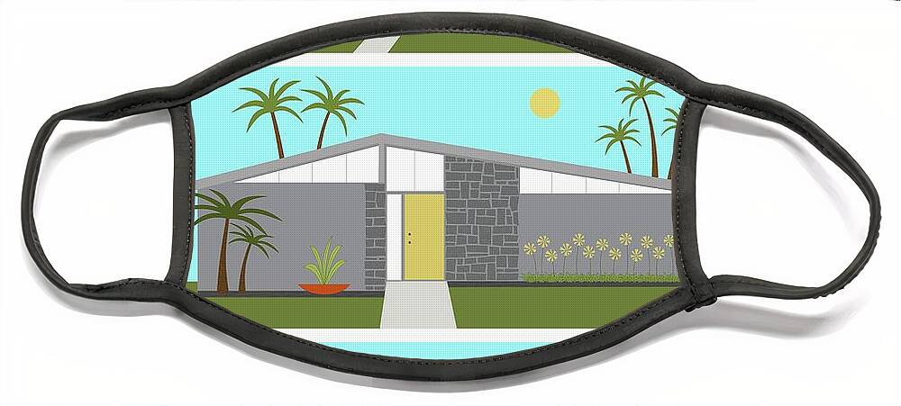 Mid Century Modern Face Mask featuring the digital art Mid Century Modern Houses by Donna Mibus