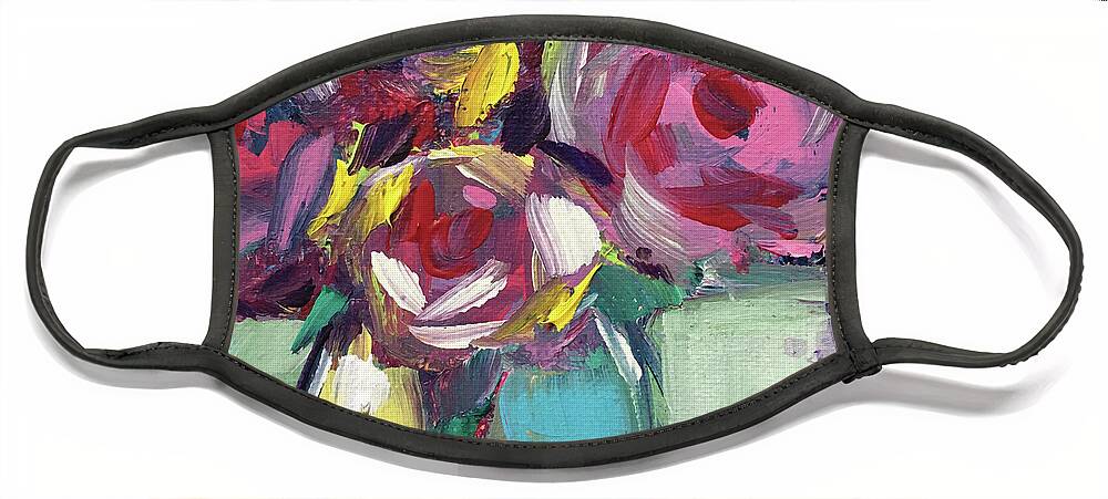 Roses Face Mask featuring the painting Midday Roses by Roxy Rich