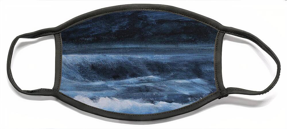 Seascape Face Mask featuring the painting Midnight Ocean by Jane See