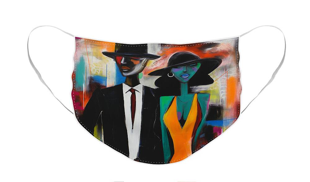 Art Face Mask featuring the painting Midnight Stroll Art Print by Crystal Stagg