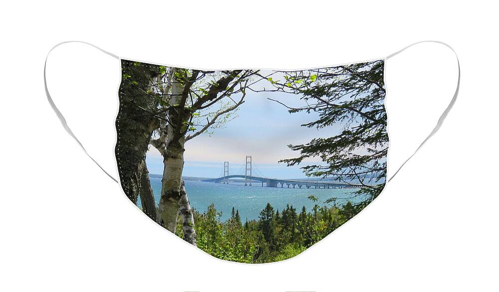 Mackinac Bridge Face Mask featuring the photograph Mighty Mac From Straits State Park by Keith Stokes