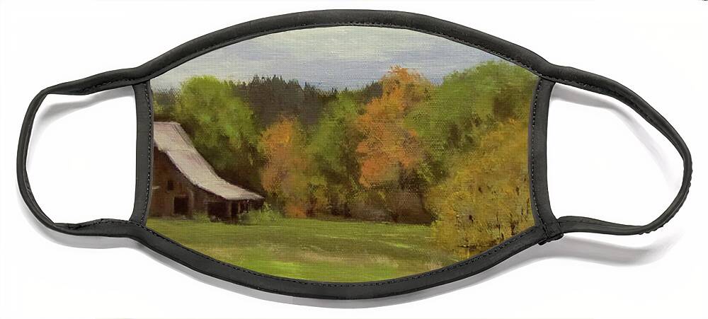 Barn Face Mask featuring the painting Mildred Kanipe Equestrian Park by Karen Ilari