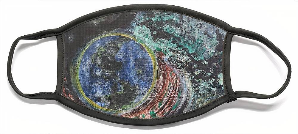 Galaxy Face Mask featuring the painting Milky Way Galaxy 2 by Suzanne Berthier
