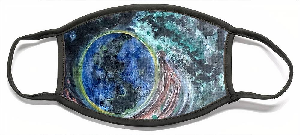 Milk Way Face Mask featuring the painting Milky Way Galaxy by Suzanne Berthier