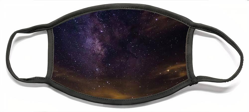 Milky Way Face Mask featuring the photograph Milky Way Over Lake Murray by Charles Hite