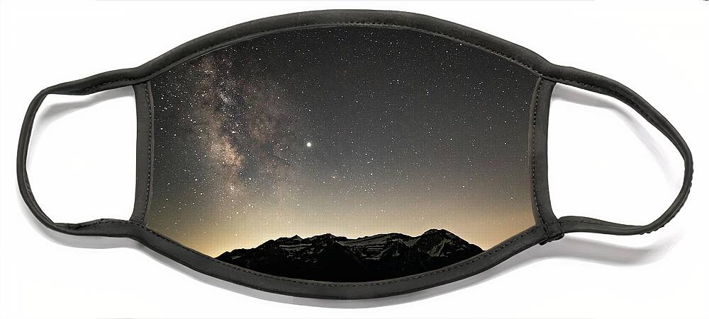 Timpanogos Mountain Face Mask featuring the photograph Milky Way over Timpanogos by Wesley Aston