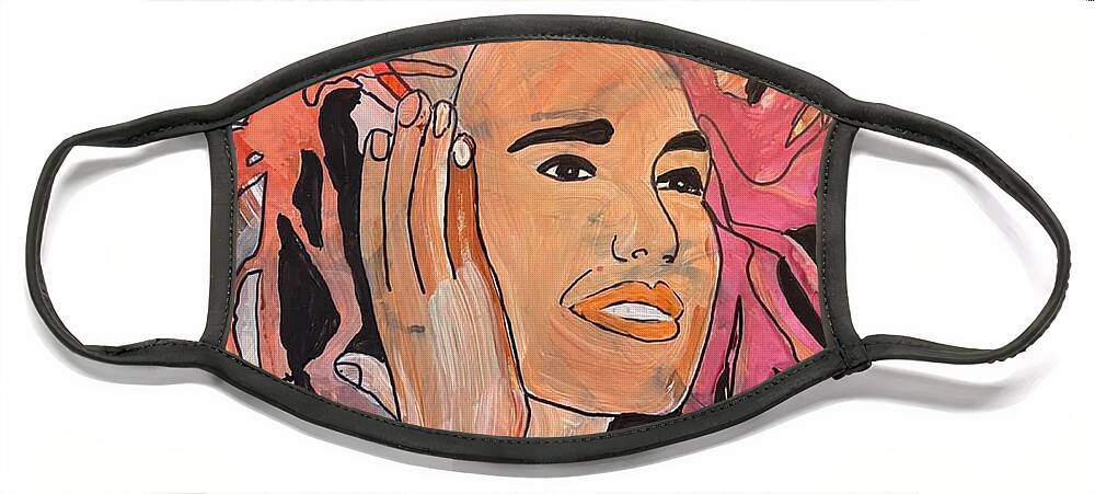  Face Mask featuring the painting Mindfulness by Lorena Fernandez