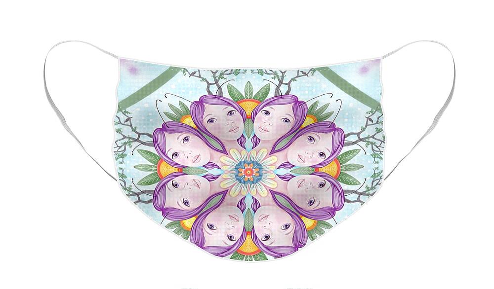 Fantasy Face Mask featuring the digital art Miss Violet Kaleidoscope by Valerie White