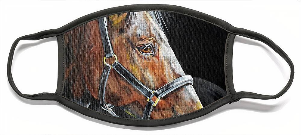 Horse Face Mask featuring the painting Missing You - Horse Painting by Annie Troe