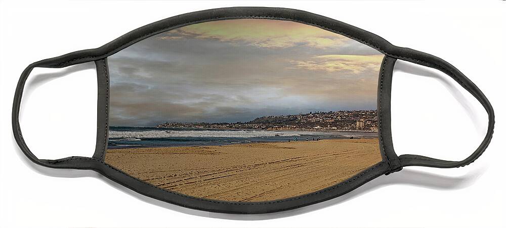 Beach Face Mask featuring the photograph Mission Beach Gold by Alison Frank