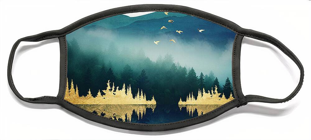 Mist Face Mask featuring the digital art Mist Reflection by Spacefrog Designs