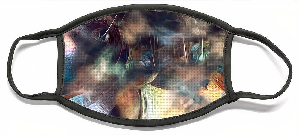 Dreamscape Face Mask featuring the digital art Mists of Io by Jeff Malderez
