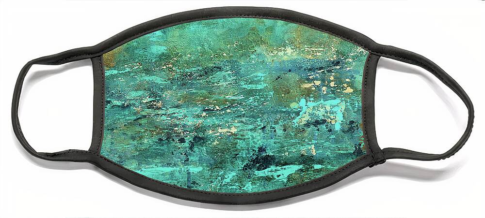 Abstract Seascape Face Mask featuring the painting Salt by Catherine Jeltes