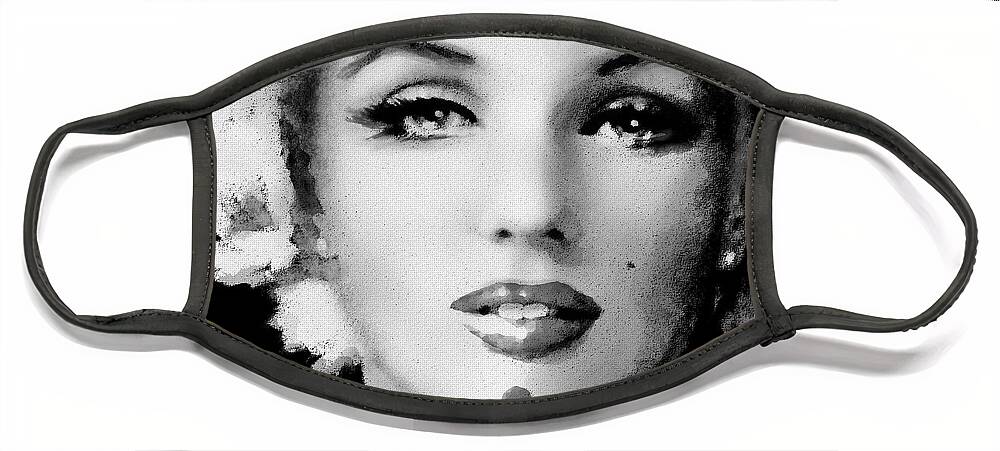 Marilynmonroe Face Mask featuring the painting MM 132 bw by Theo Danella