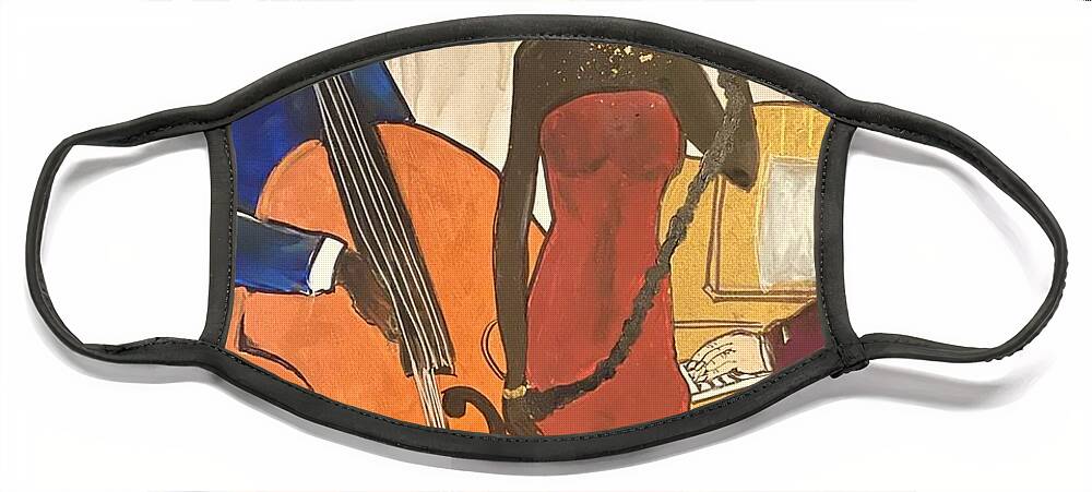  Face Mask featuring the painting Mo JAZZ by Angie ONeal