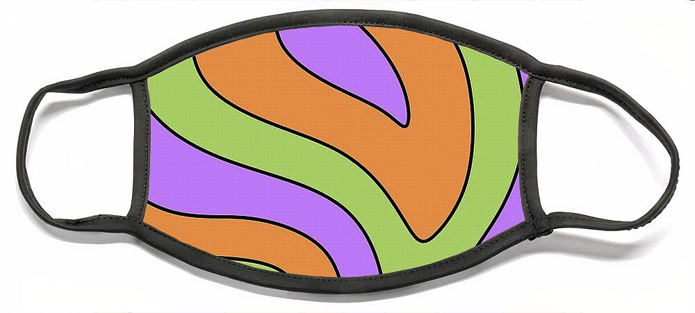 Modern Face Mask featuring the digital art Mod Abstract in Orange Green and Purple by Donna Mibus