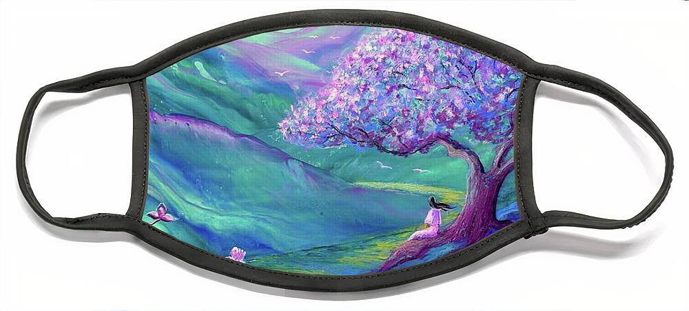 Meditation Face Mask featuring the painting Moment of Serenity by Jane Small