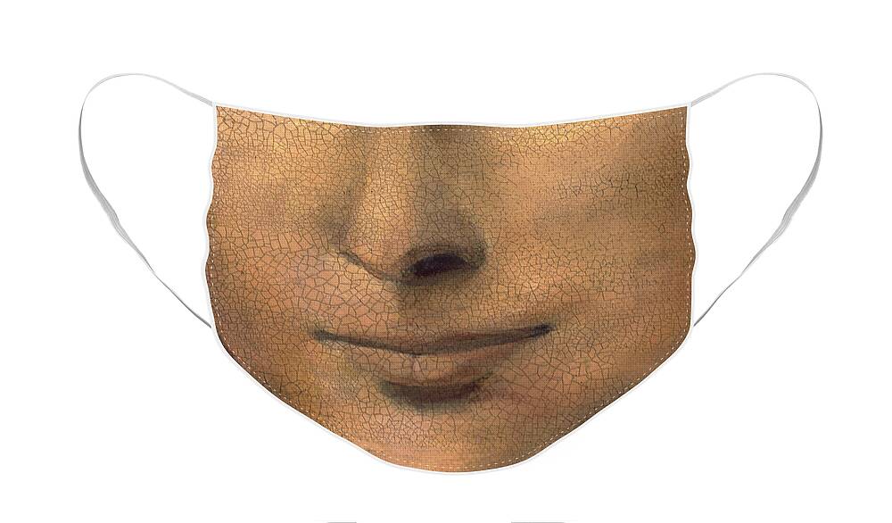 Mona Lisa Face Mask Face Mask featuring the painting Mona Lisa Face Mask by Debbie Marconi