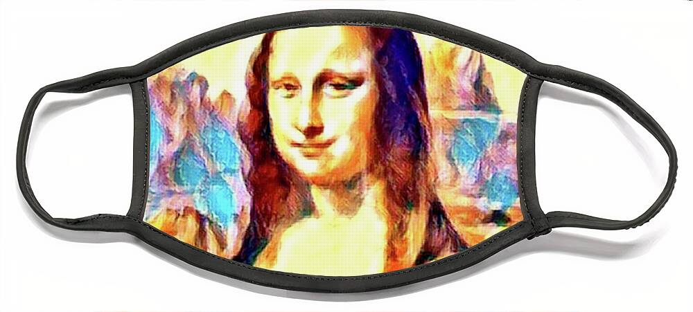 Leonardo Da Vinci Face Mask featuring the painting Mona Lisa Mondernized by Christine Tyler