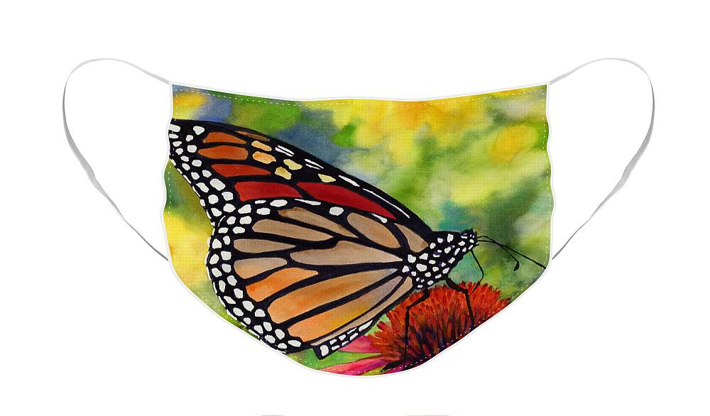 Butterfly Face Mask featuring the painting Monarch Butterfly by Hailey E Herrera