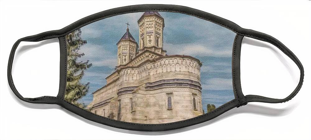 Church Face Mask featuring the painting Monastery of the Three Hierarchs by Jeffrey Kolker