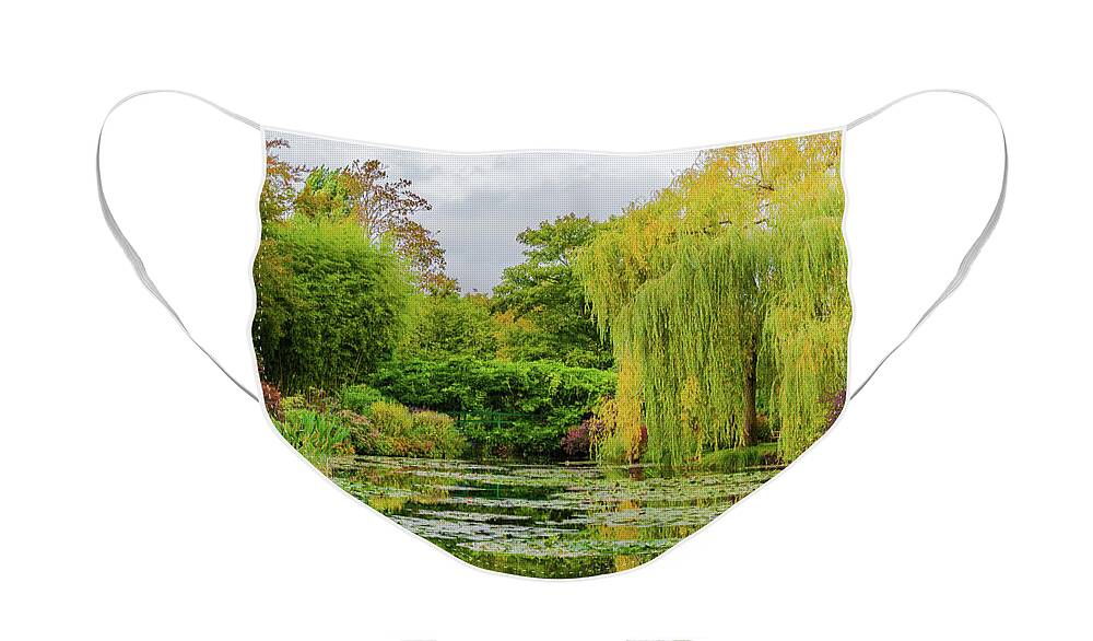 Claude Monet Face Mask featuring the photograph Monet's Pond in Autumn by Liz Albro