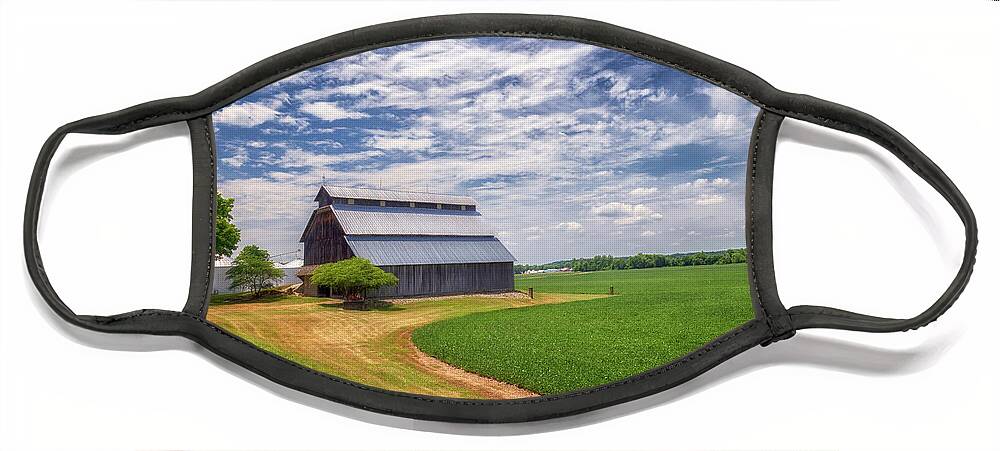 Barn Face Mask featuring the photograph Monitor Barn - Parke County, IN by Susan Rissi Tregoning