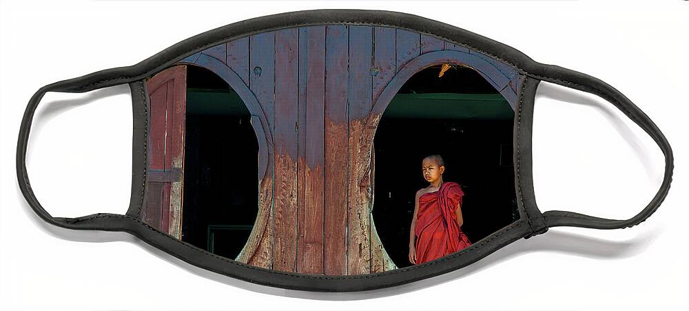 Monk Face Mask featuring the photograph Monk at Shwe Yan Pyay Monastery by Arj Munoz