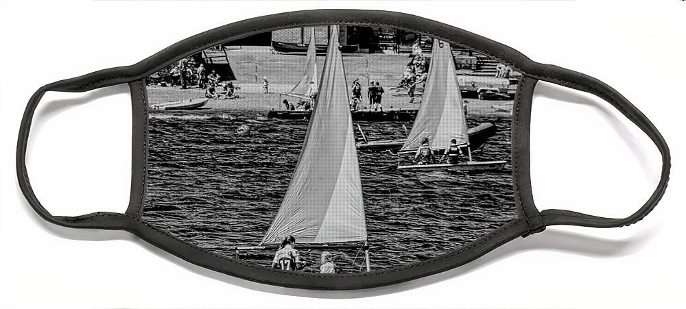 Monochrome Face Mask featuring the photograph Monochrome sailing boats by Pics By Tony