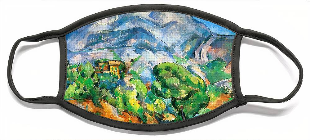 Cezanne Face Mask featuring the painting Monte Sainte-Victoire above the Tholonet Road 1896 by Paul Cezanne