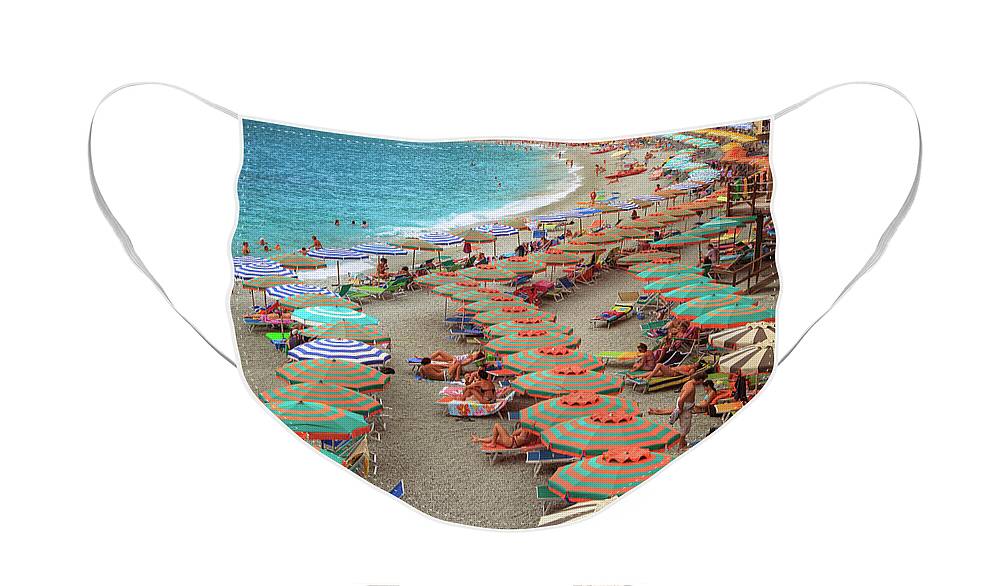 Cinque Face Mask featuring the photograph Monterosso Beach by Inge Johnsson