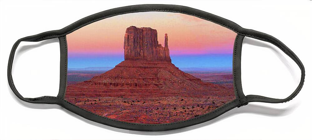 Desert Face Mask featuring the photograph Monument Valley Just After Dark 2 by Mike McGlothlen