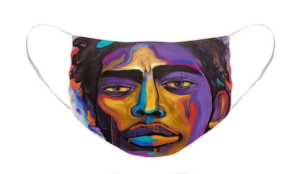 Man Face Mask featuring the painting Mood II Art Print by Crystal Stagg