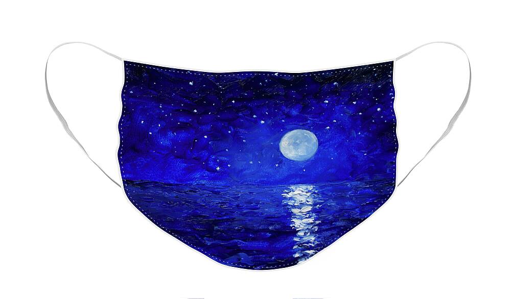 Moon Face Mask featuring the painting Moon and Stars painting by Jan Matson