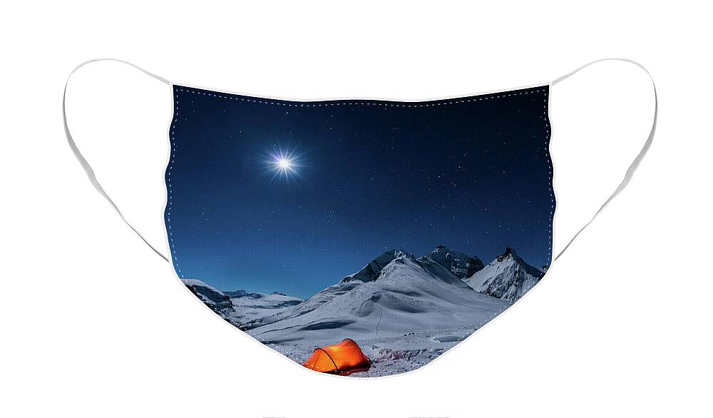 Moon Face Mask featuring the photograph Moon Light on the Mountain by Henry w Liu