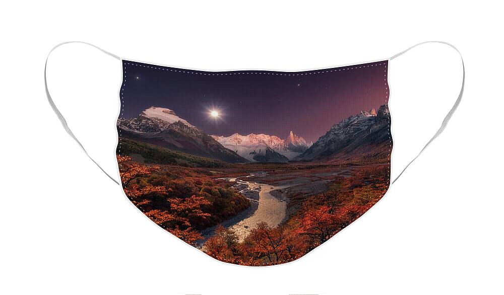 Moon Face Mask featuring the photograph Moon Light over valley by Henry w Liu