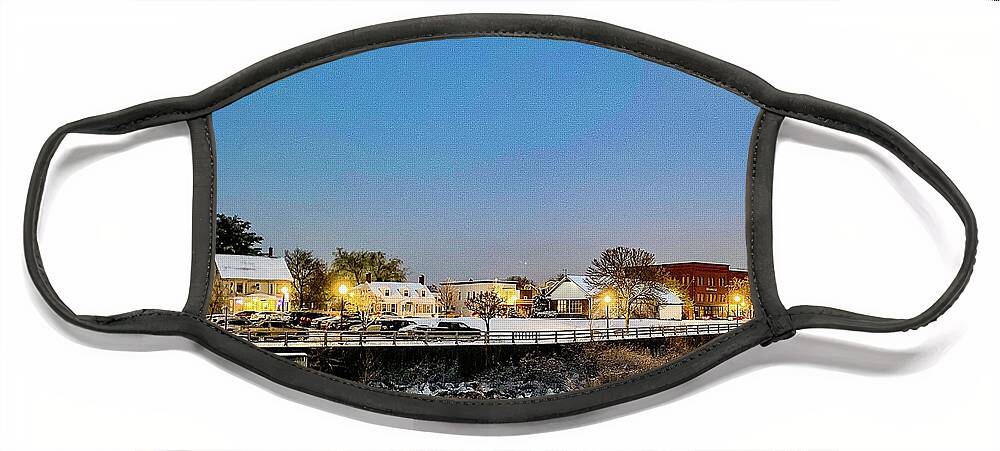  Face Mask featuring the photograph Moon over the Cocheco River by John Gisis