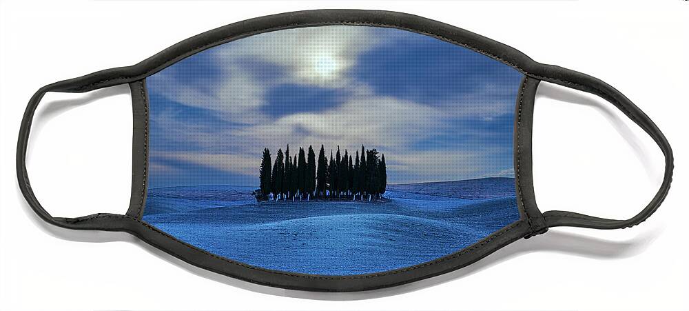 Moon Face Mask featuring the photograph Moon Rise over the farm land by Henry w Liu