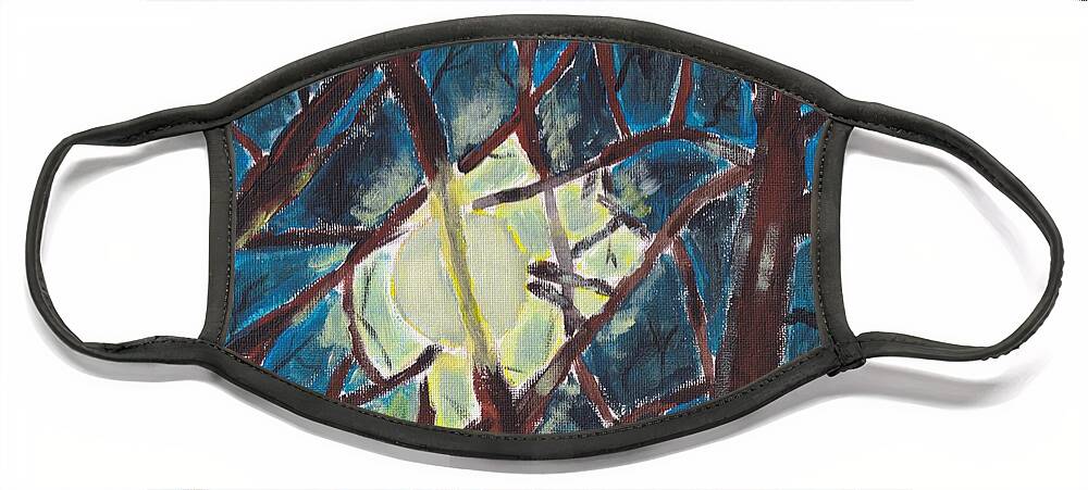 Acrylic Face Mask featuring the painting Moonlight through the Trees by Christopher Reed